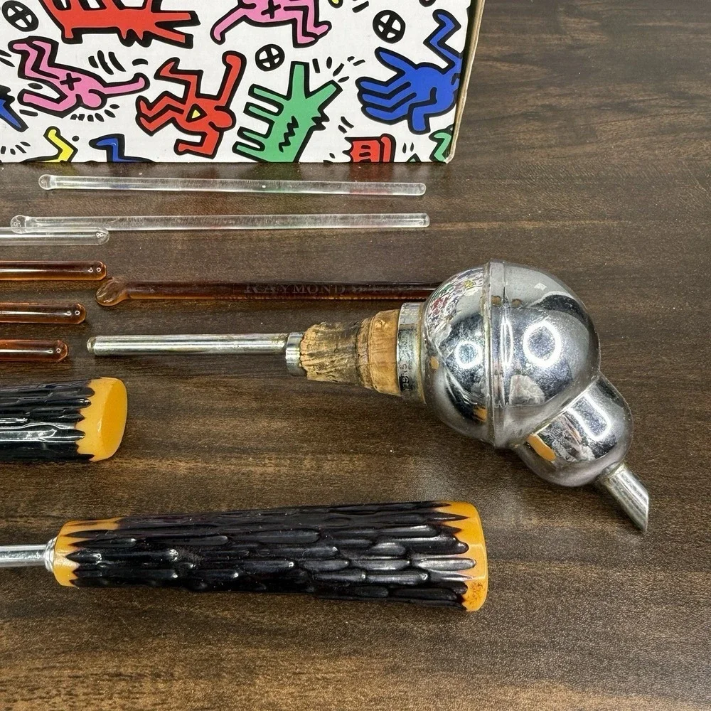 Vintage Bar Tools Set Mid Century Pourer Strainer Stirrer Shaker Bartender